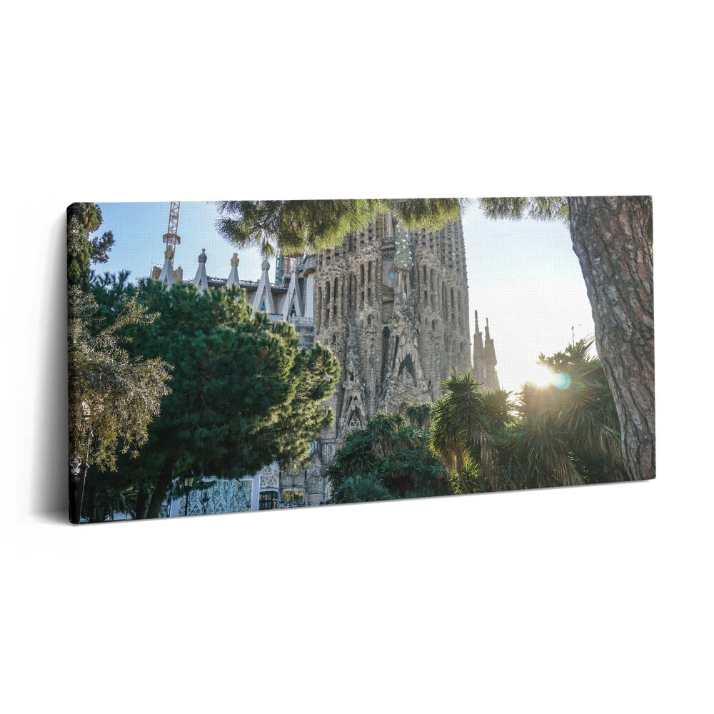 Vászonkép nyomtatás 120x60 Sagrada Familia park Barcelonában