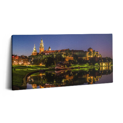Vászonkép nyomtatás 120x60 Wawel-kastély éjszaka