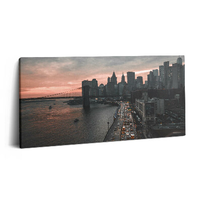 Vászonkép nyomtatás 120x60 Hajnali légi felvétel a városról