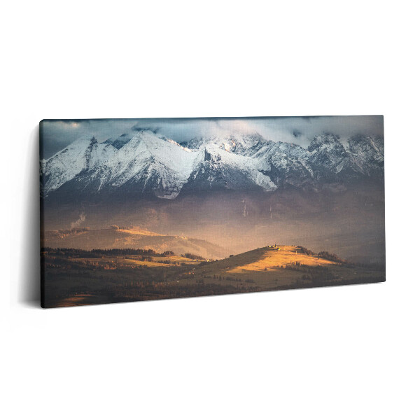 Vászonkép nyomtatás 120x60 Tátrai hegyek téli panorámában