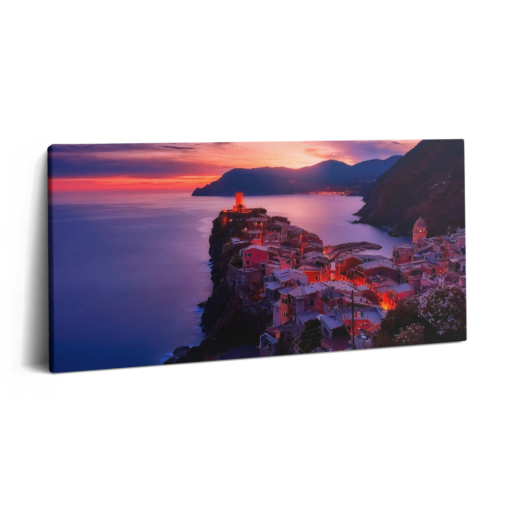 Vászonkép nyomtatás 120x60 Tengerparti város este