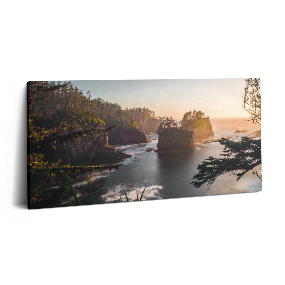 Vászonkép nyomtatás 120x60 Sziklás táj és naplemente