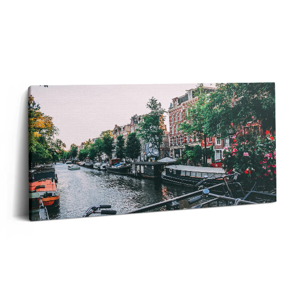 Vászonkép nyomtatás 120x60 Kerékpárok a hídon