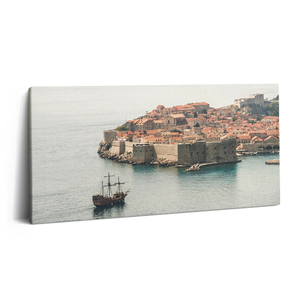 Vászonkép nyomtatás 120x60 Vitorlás hajó Dubrovnikban