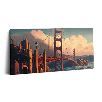 Vászonkép nyomtatás 120x60 Illusztráció egy hídról San Franciscóban