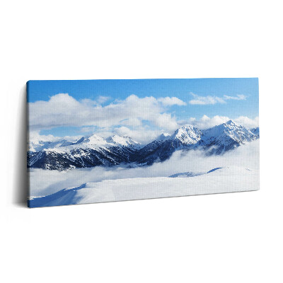 Vászonkép nyomtatás 120x60 Panoráma a francia Alpok téli hegyeiről