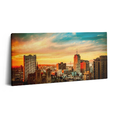 Vászonkép nyomtatás 120x60 A város panorámája napfelkeltekor