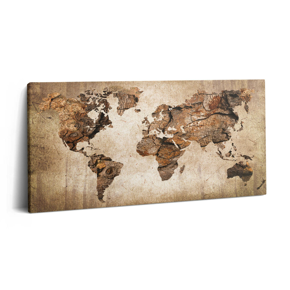 Vászonkép nyomtatás 120x60 Fából készült világtérkép