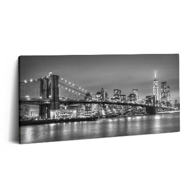 Vászonkép nyomtatás 120x60 Brooklyn híd New Yorkban éjszaka