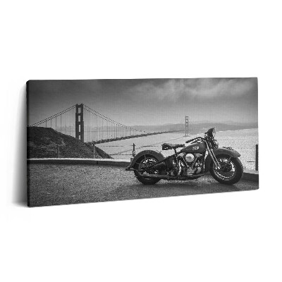 Vászonkép nyomtatás 120x60 Motorkerékpár és Golden Gate híd