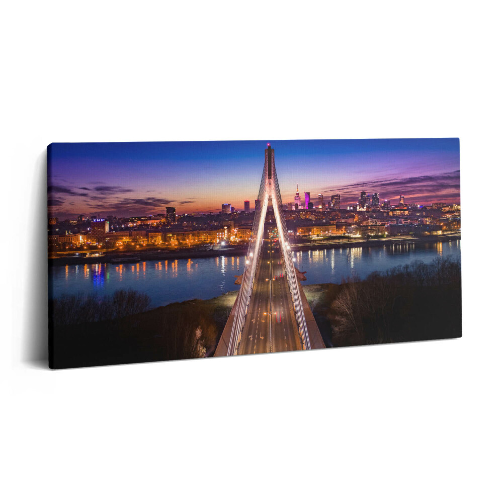 Vászonkép nyomtatás 120x60 Híd és a város este