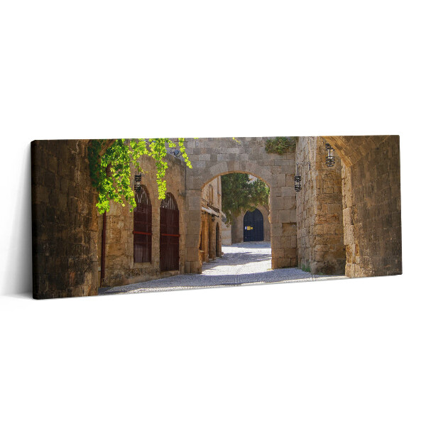 Canvas kép 125x50 Középkori utca Rodoszon Görögországban