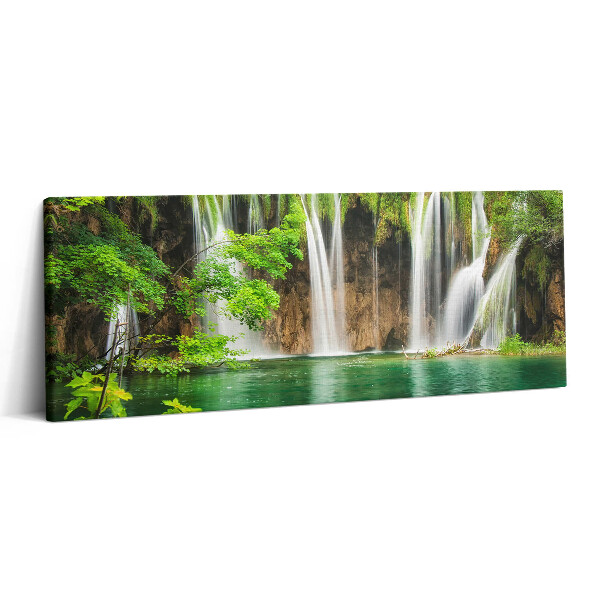 Canvas kép 125x50 Természet - vízesés és tó növényzete