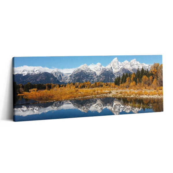 Canvas kép 125x50 Hegyi tó és őszi fák