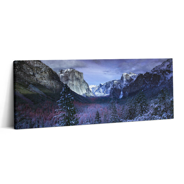 Canvas kép 125x50 Téli táj hegyekkel és erdőkkel