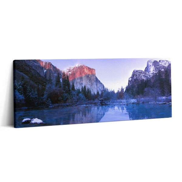 Canvas kép 125x50 Téli táj egy tóval