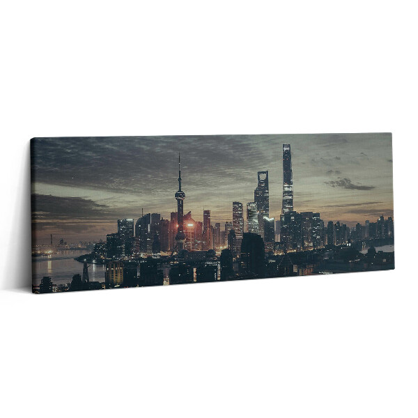 Canvas kép 125x50 Éjszakai panoráma Sanghajról