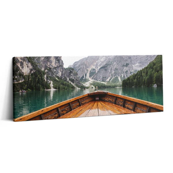 Canvas kép 125x50 Csónak egy hegyi tavon