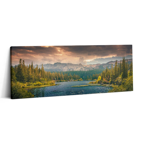 Canvas kép 125x50 Erdei táj hegyek és tó