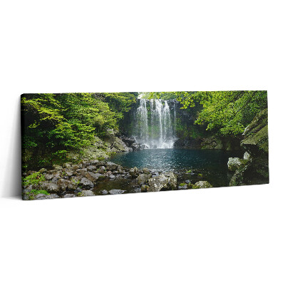 Canvas kép 125x50 Vízesés és folyó a fák között