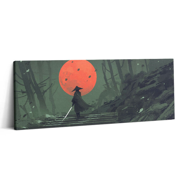 Canvas kép 125x50 Szamurájok az erdőben és a hold éjszaka