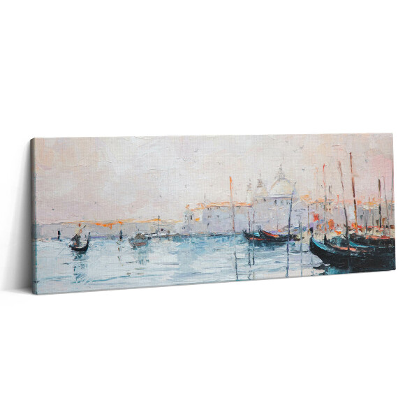 Canvas kép 125x50 Velencei gondolák olajfestmény