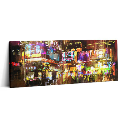 Canvas kép 125x50 Illusztráció egy éjszakai városról - modern utcák