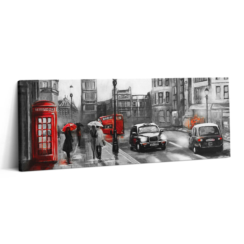 Canvas kép 125x50 Nézet egy londoni utcára és a Big Benre