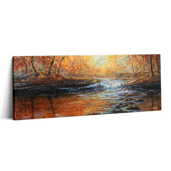 Canvas kép 125x50 Festékkel festett őszi erdő
