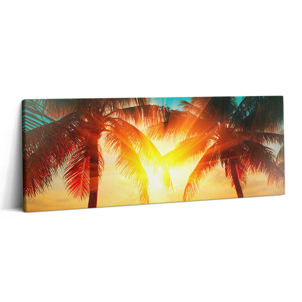 Canvas kép 125x50 Nyaralási kilátás - pálmafák naplementében