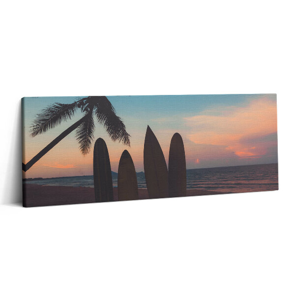 Canvas kép 125x50 Szörfözés egy trópusi strandon