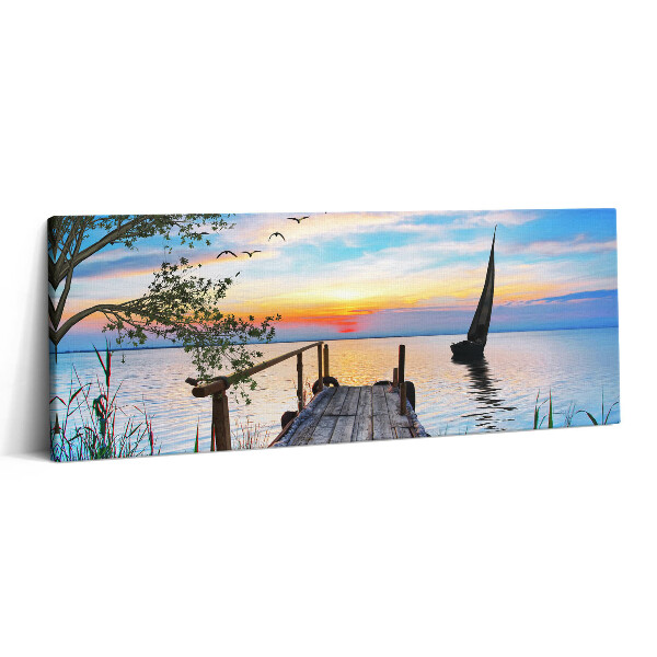 Canvas kép 125x50 Vitorlás hajó a tavon