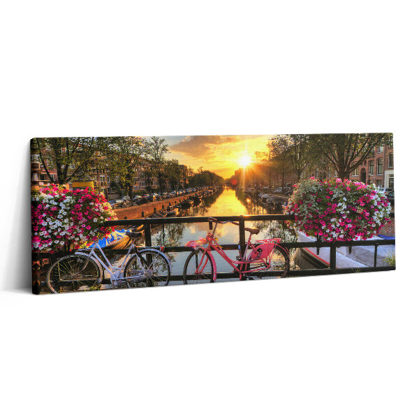 Canvas kép 125x50 Napfelkelte Amszterdam felett