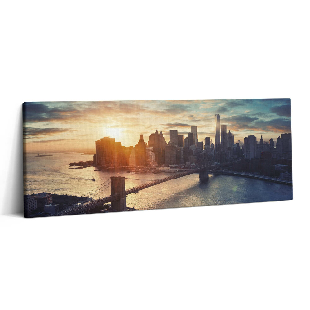 Canvas kép 125x50 New York Manhattan és naplemente