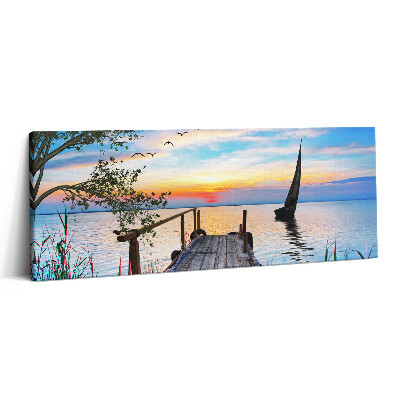 Canvas kép 125x50 Tavas tájkép csónakkal