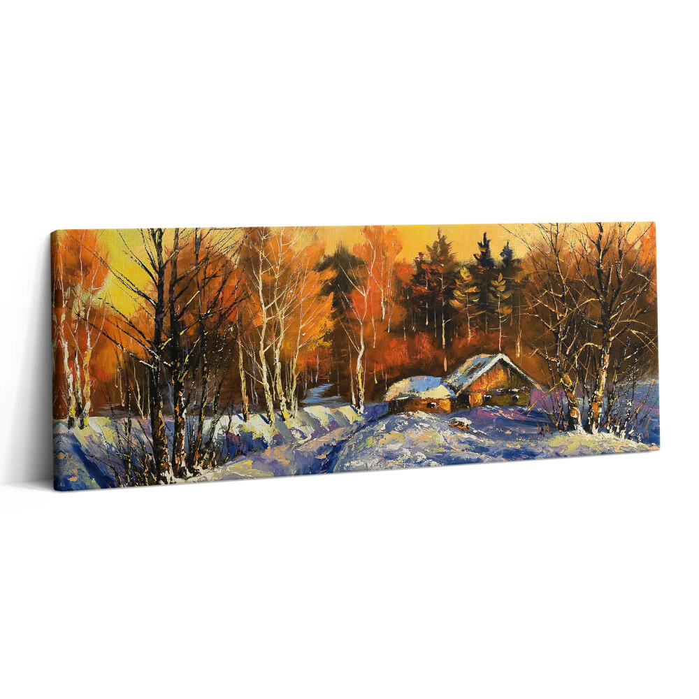 Canvas kép 125x50 Este egy téli faluban