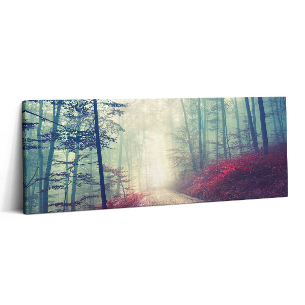 Canvas kép 125x50 Út ködös őszi erdőben