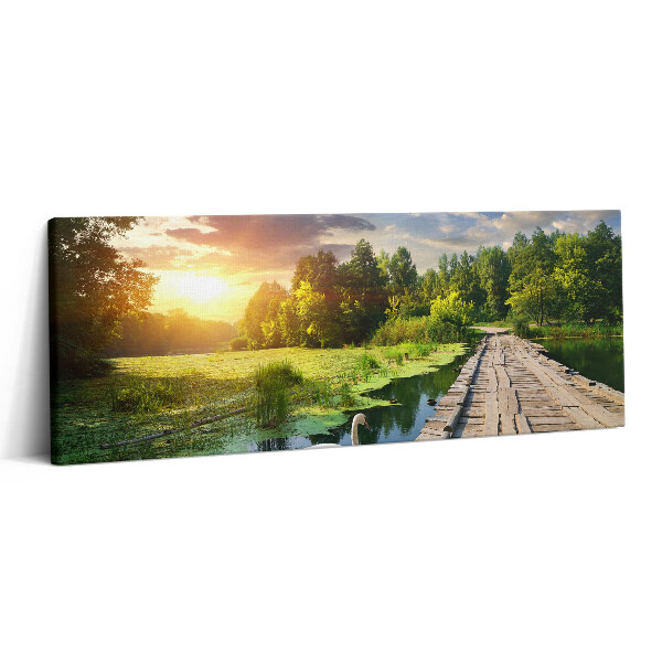 Canvas kép 125x50 Hattyú naplementében