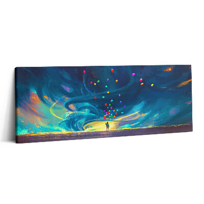 Canvas kép 125x50 Gyermek és léggömbök
