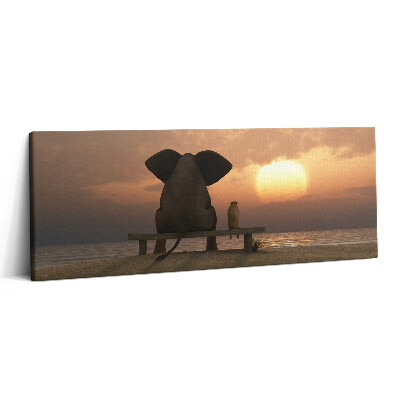 Canvas kép 125x50 Állatok és naplemente