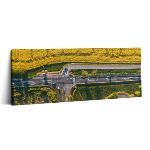 Canvas kép 125x50 Mezők egy drónról Poznanban