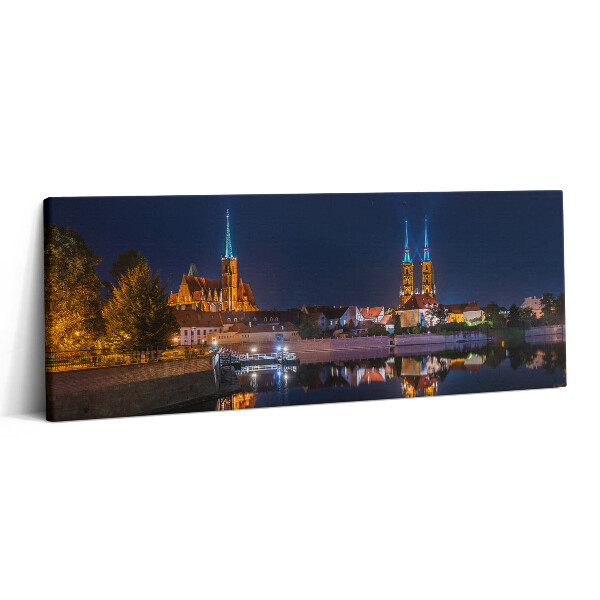 Canvas kép 125x50 Wroclawi székesegyház éjszaka