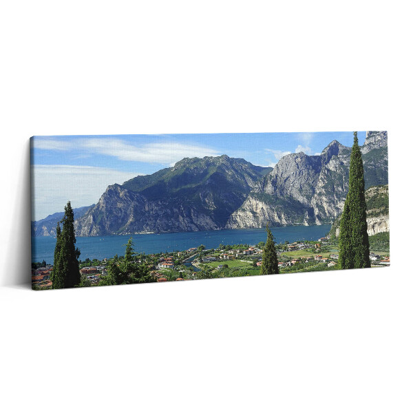 Canvas kép 125x50 Zöld fák a város előtt