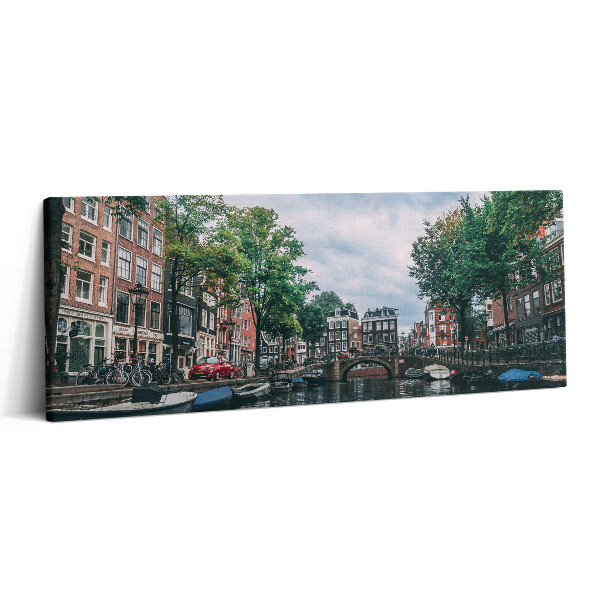 Canvas kép 125x50 Csatorna Amszterdam központjában