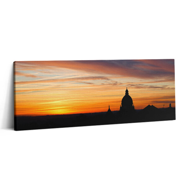Canvas kép 125x50 Épület naplementében