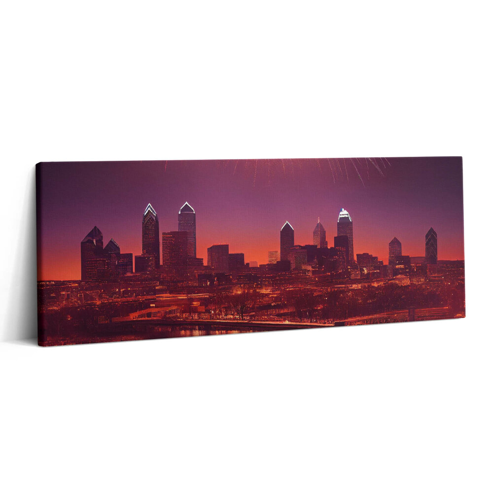 Canvas kép 125x50 Tűzijáték a városban éjszaka Philadelphiában