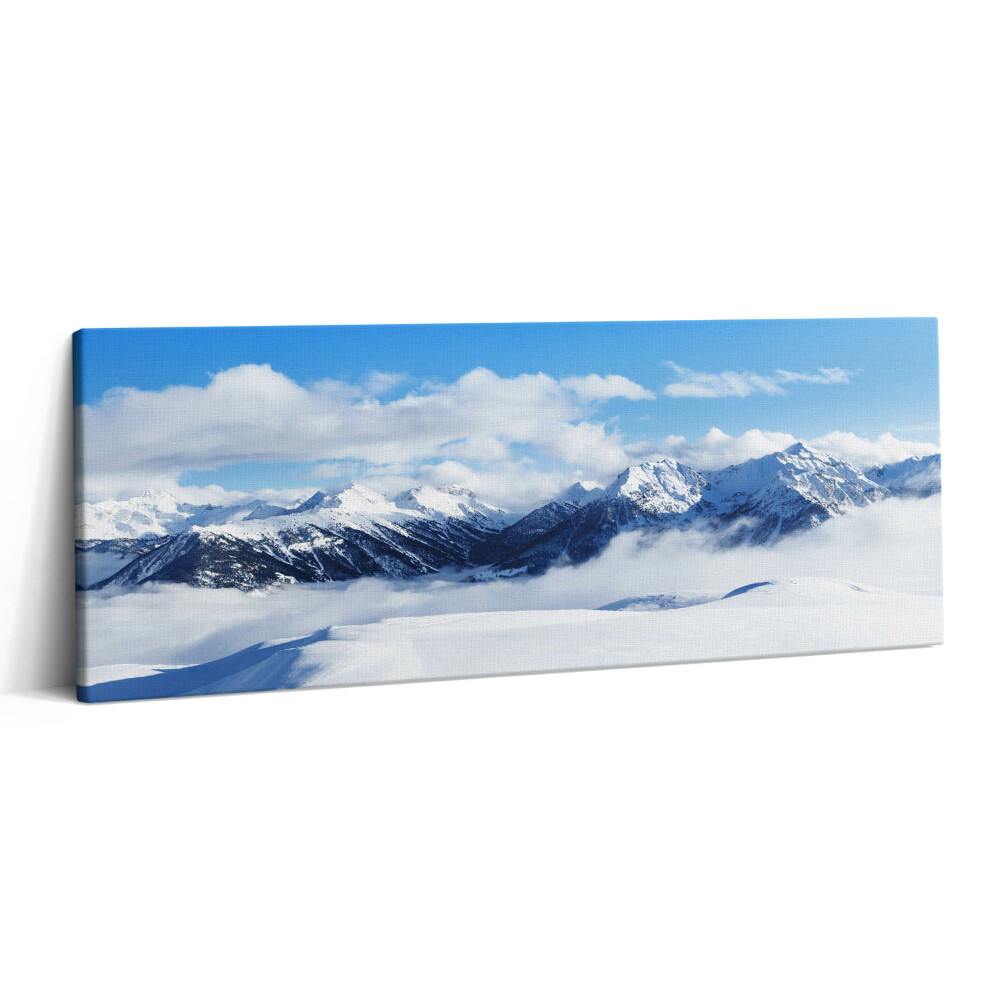 Canvas kép 125x50 Panoráma a francia Alpok téli hegyeiről