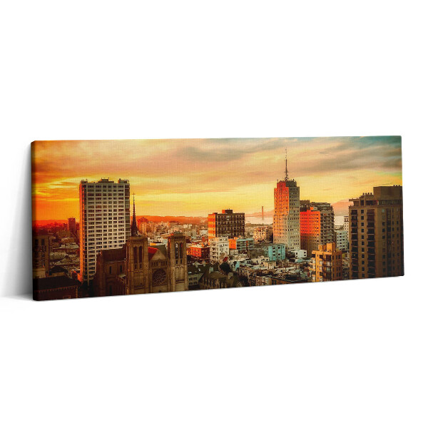 Canvas kép 125x50 A város panorámája napfelkeltekor