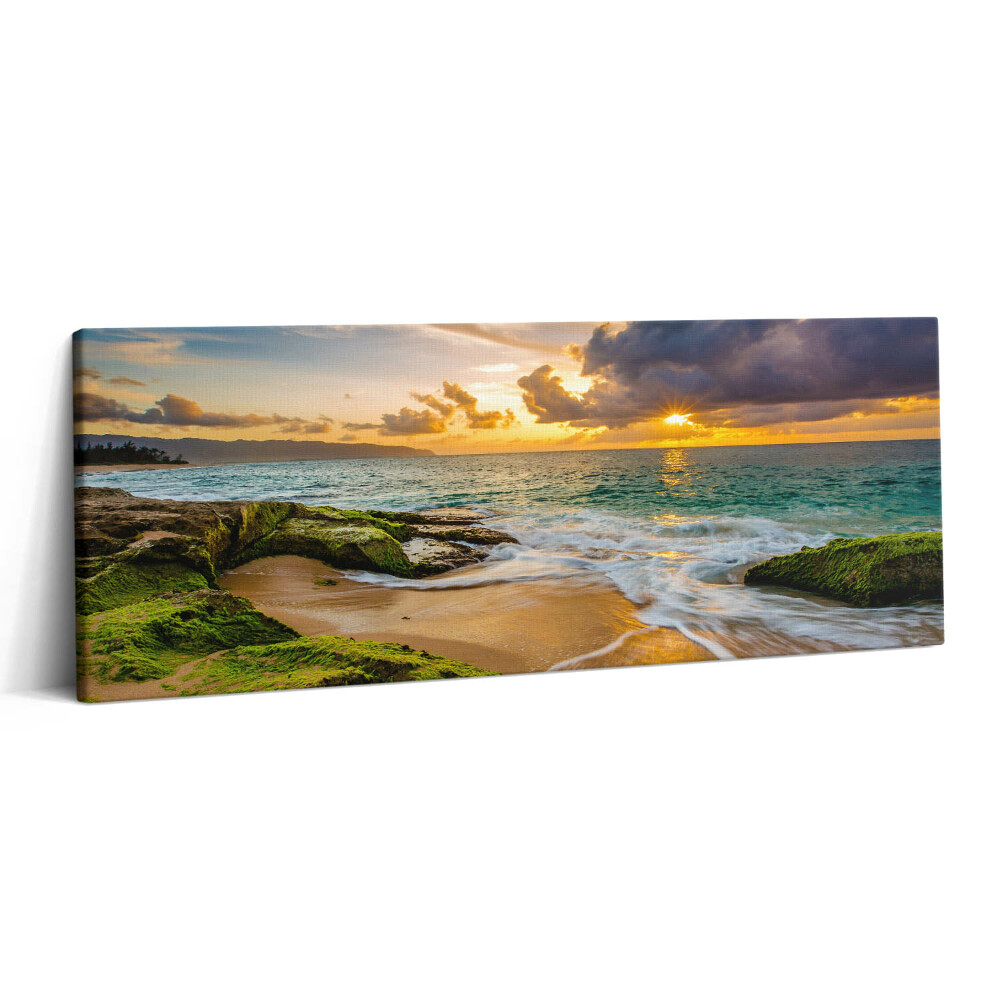 Canvas kép 125x50 Strand naplementében