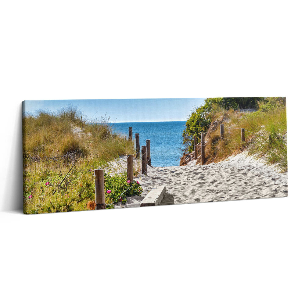 Canvas kép 125x50 Homokos út a tengerpartra és a tengerhez